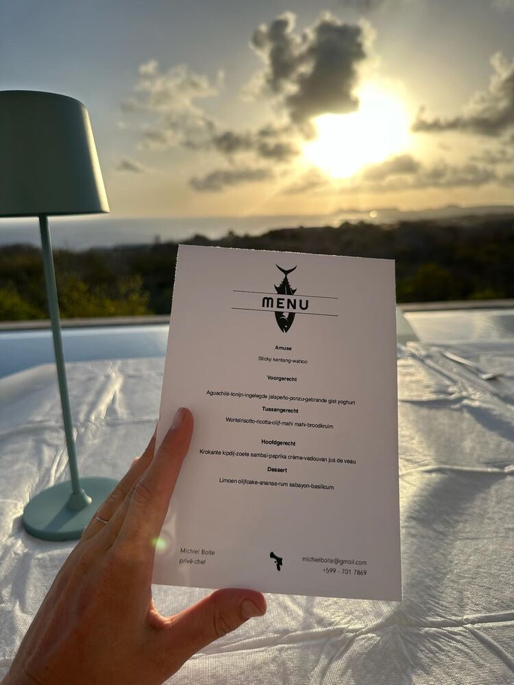 Menu card at sunset